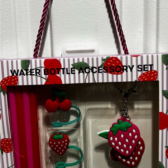 Strawberry and Cherry Water Bottle Accessory Set - Picture 4 of 8
